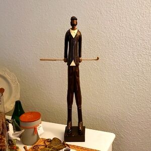 Ice hockey wooden statue